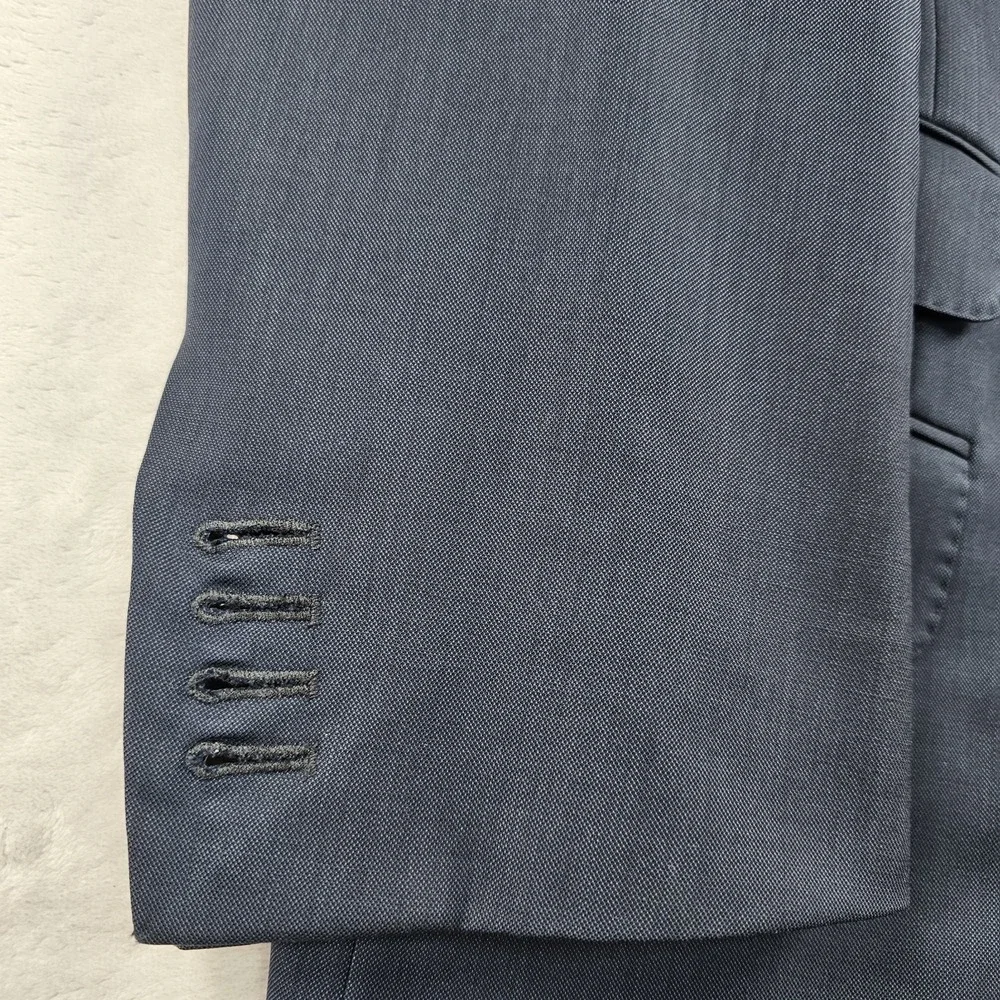 Holland & Sherry Bespoke Blazer Mens 44L Navy Blue Jacket Coat Surgeon Cuffs